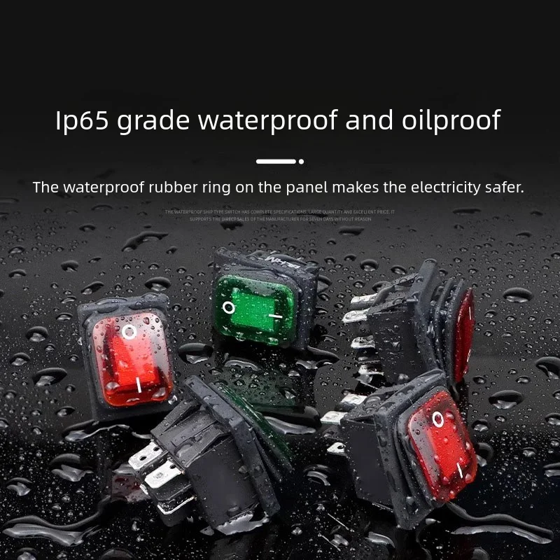 5PCS KCD4 light switch waterproof boat-shaped switch KCD4 silver contact high current power supply switch 2/3 position 4/6 pin