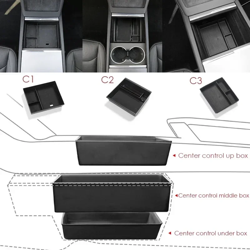 For Tesla Model 3 Highland 2024 Storage Box Model 3 2024 Highland Center Console Armrest Storage Box Stowing Tidying Accessories