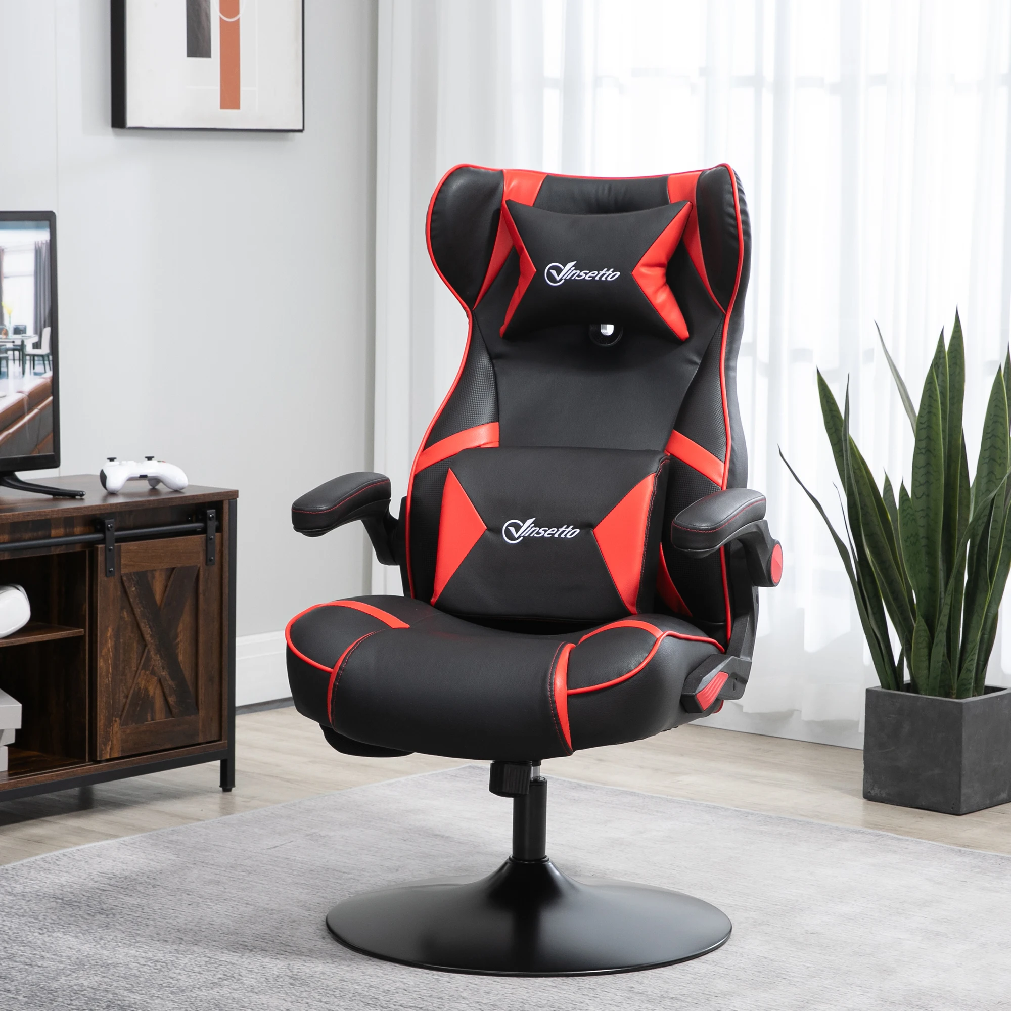 Vinsetto Silla gaming con función mecedora Silla gaming con altavoz Silla de oficina de cuero artificial