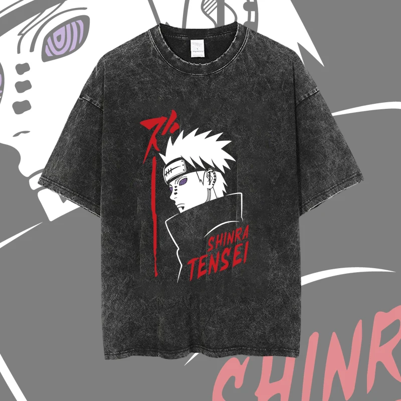 

Naruto Peripheral Two-dimensional Short-sleeved T-shirt Men's Spring and Summer Cotton Washed Loose Pain Animation T-shirt