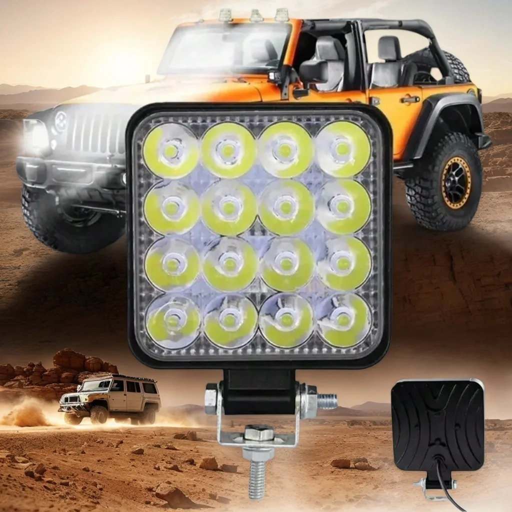 1/2PCS 45W Mini Square LED Work Light – Powerful Flood/Spot Beam for Off-Road Vehicles (Cars, Trucks, ATV, UTV, SUV)