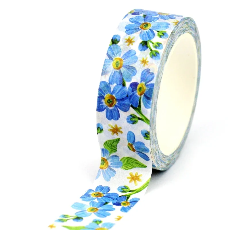 NEW 1PC 10M Decorative Blue Flowers Leaves Washi Tape for Scrapbooking Journaling Adhesive DIY Masking Tape Cute Stationery