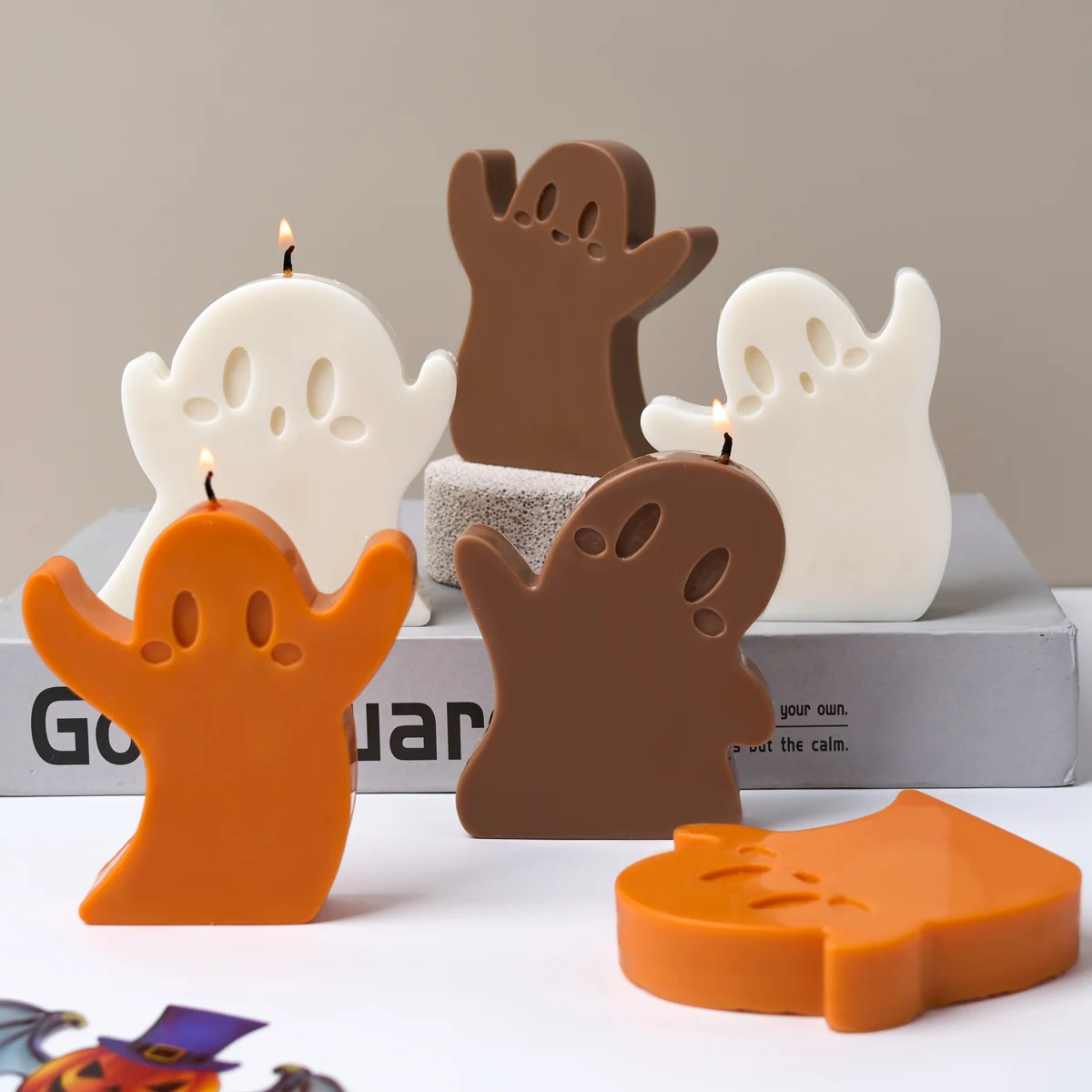 6pcs/Set Ghost Candle Silicone Mold Kit DIY Handmade Aromath Soap andles Molds Plaster Resin Craft Making Home Decor Art Gifts