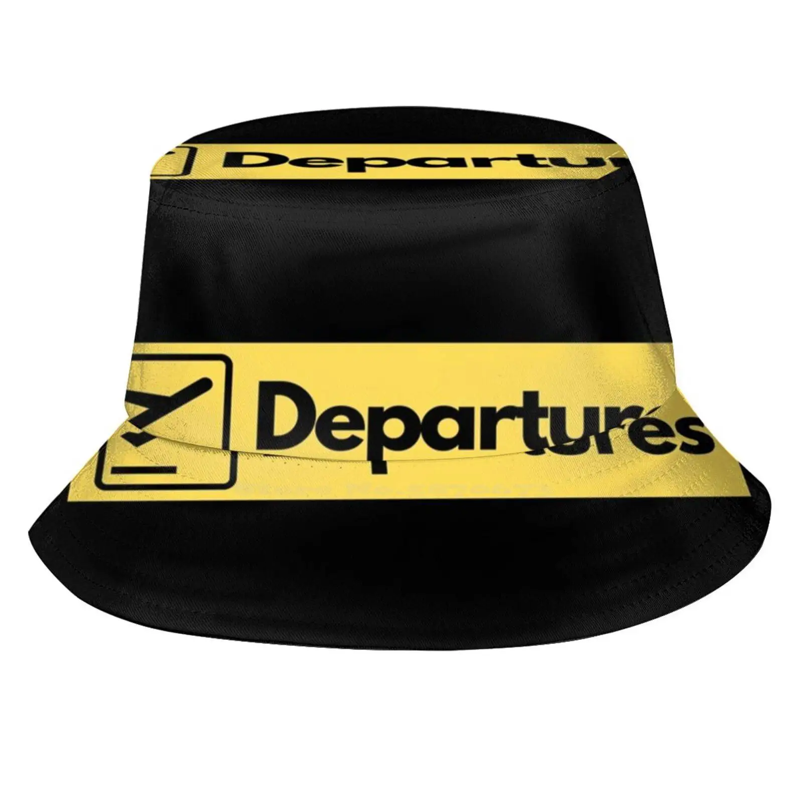 Airport Departures Sign Sun Cap Fisherman Hat Bucket Hats Pilots Aviators Aviatrix Airplanes Aeroplane Aircraft Airbus Boeing