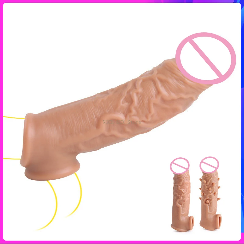 Enlargement Penis Extender Sleeve Reuseable Condom Delay Ejaculation Sex Toy for Men Intimate Goods Sex Shop Adult Goods for Men