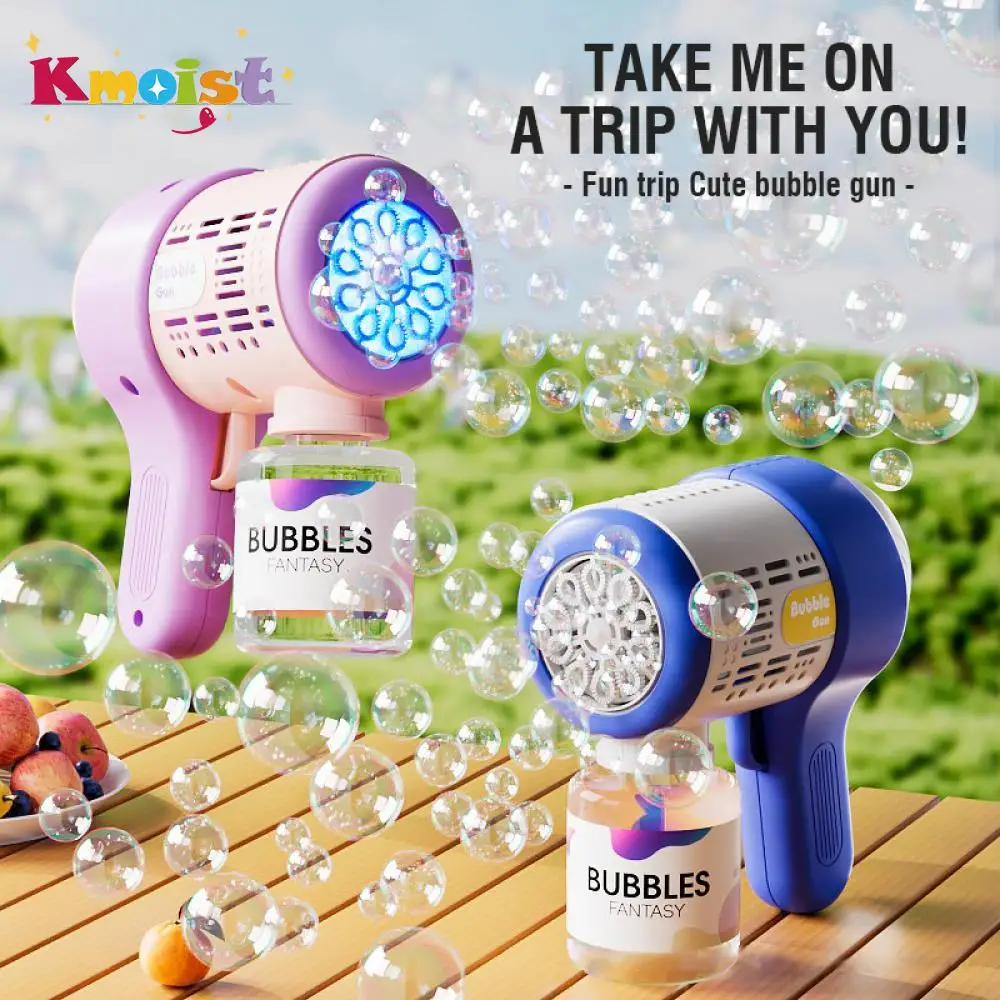 

10 Holes Electric Bubble Gun Machine Toy Kids Outdoor Activity Bubbles Game Pomperos Soap Blower Automatic Bubble Gun with Light