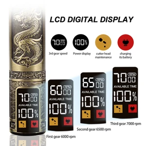 USB الكهربائية LCD الشعر ماكينة حلاقة الكل في رأس واحد ضوء الذهب قابل لإعادة الشحن الشعر ماكينة قص رأس نحت علامة الحلاقة أفضل 12 قلم مبيعات 510 زيت - No7