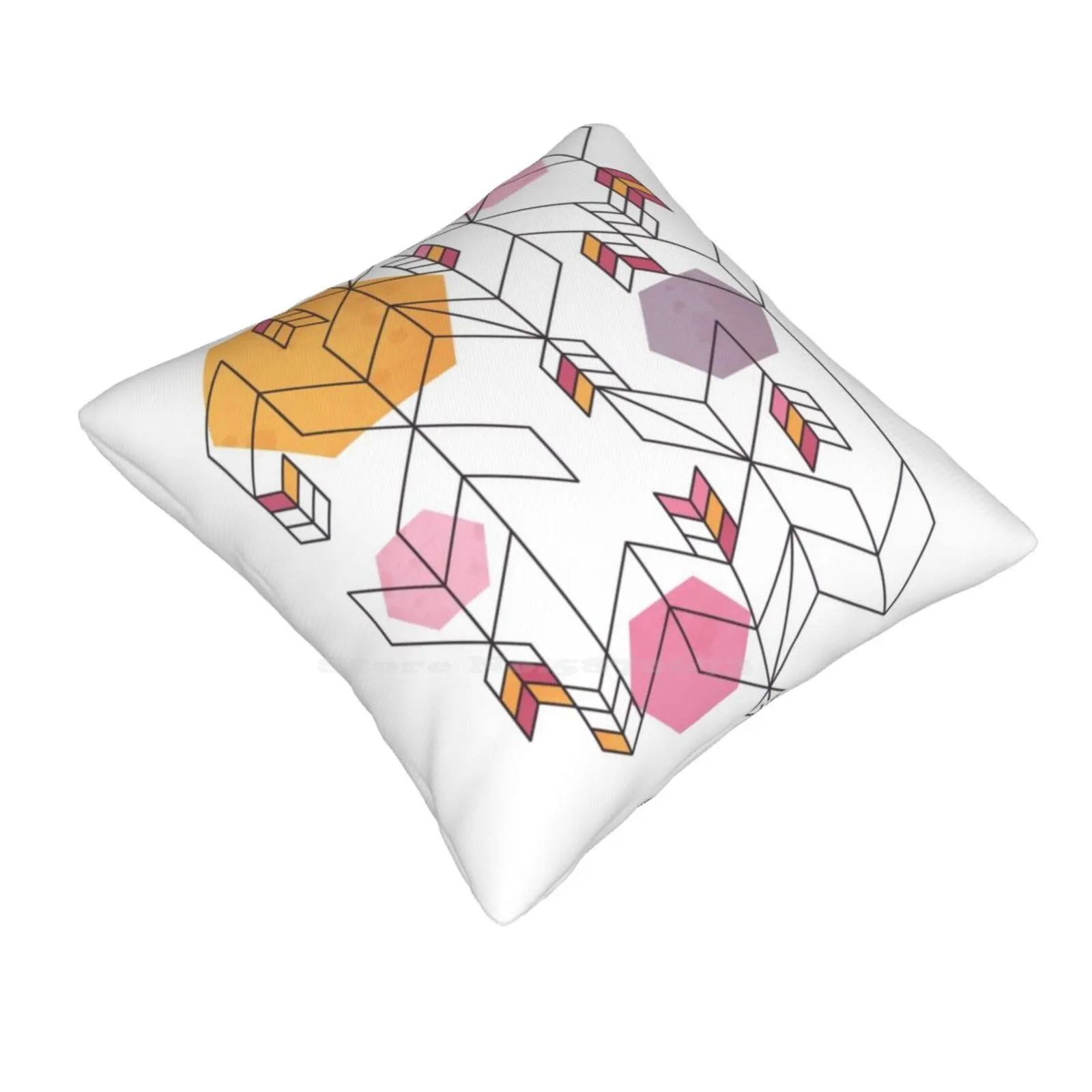 Unfinished Throw Cushion Pillow Cover Abstract Pattern Arrow Direction Start Beginning Geometry Geometric Lilac Purple Mustard