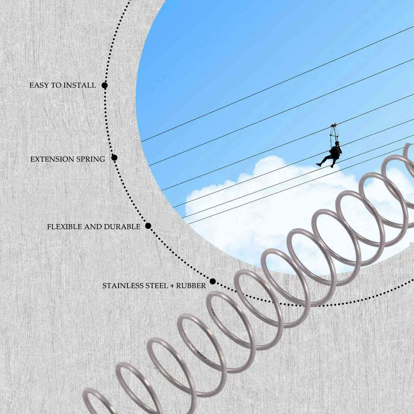 Imagem -05 - Zip Line Spring Brake Redutor de Velocidade Heavy Duty 165cm Aço Inoxidável