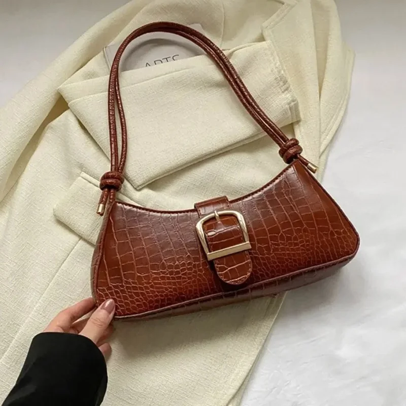 

Fashionable portable large-capacity handbag women's fashion PU leather crossbody bag simple solid color armpit bag