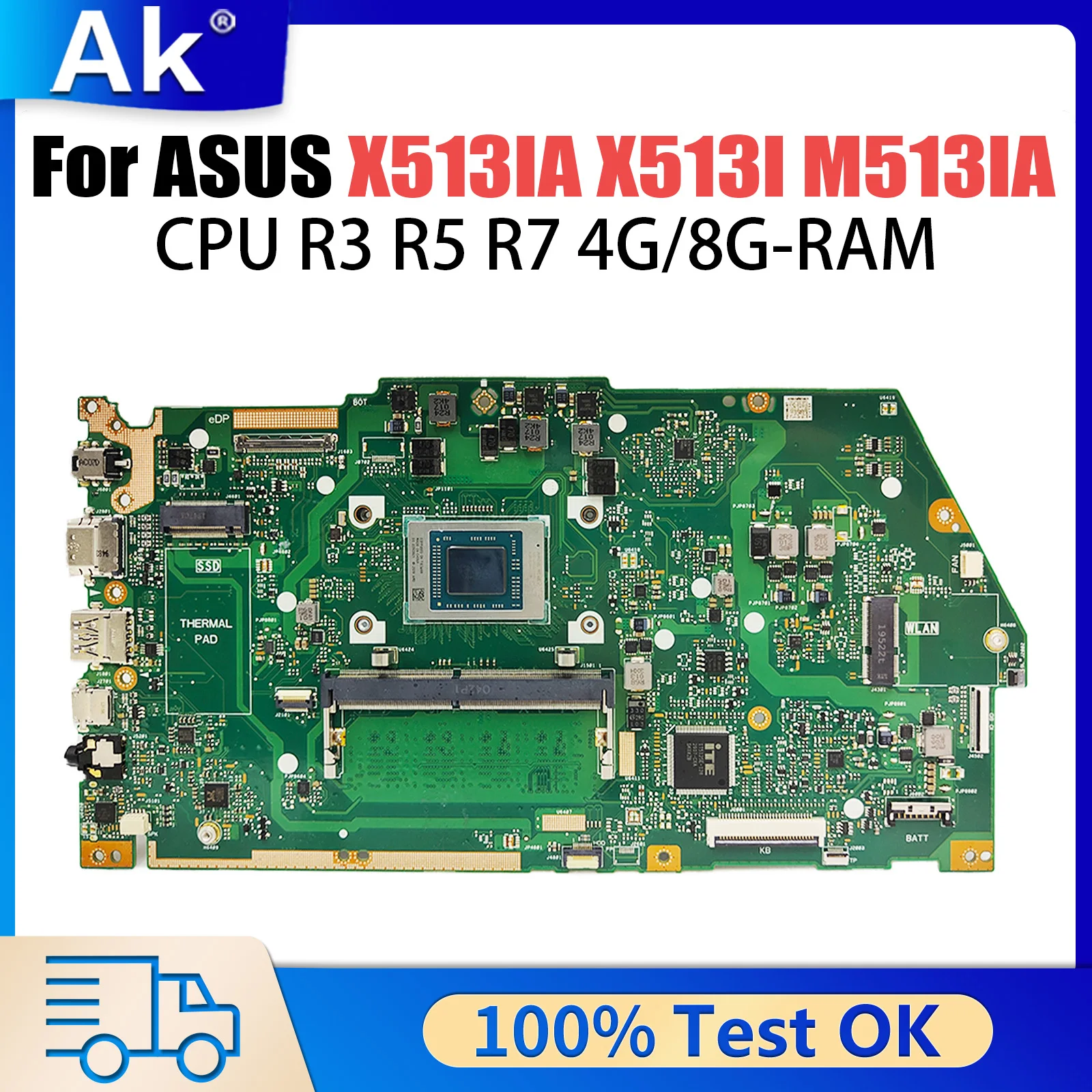 

X513IA Mainboard For ASUS VivoBook X513I M513IA KM513IA Laptop Motherboard R5-4500U R7-4700U UMA 4GB/8GB-RAM 100% Working