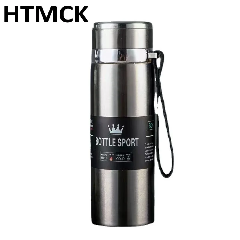 HTMCK  Double-Walled Stainless Steel Thermal Water Bottle Insulated Vacuum Flask for Coffee Tea Office Use Leak-Proof Coffee Tea