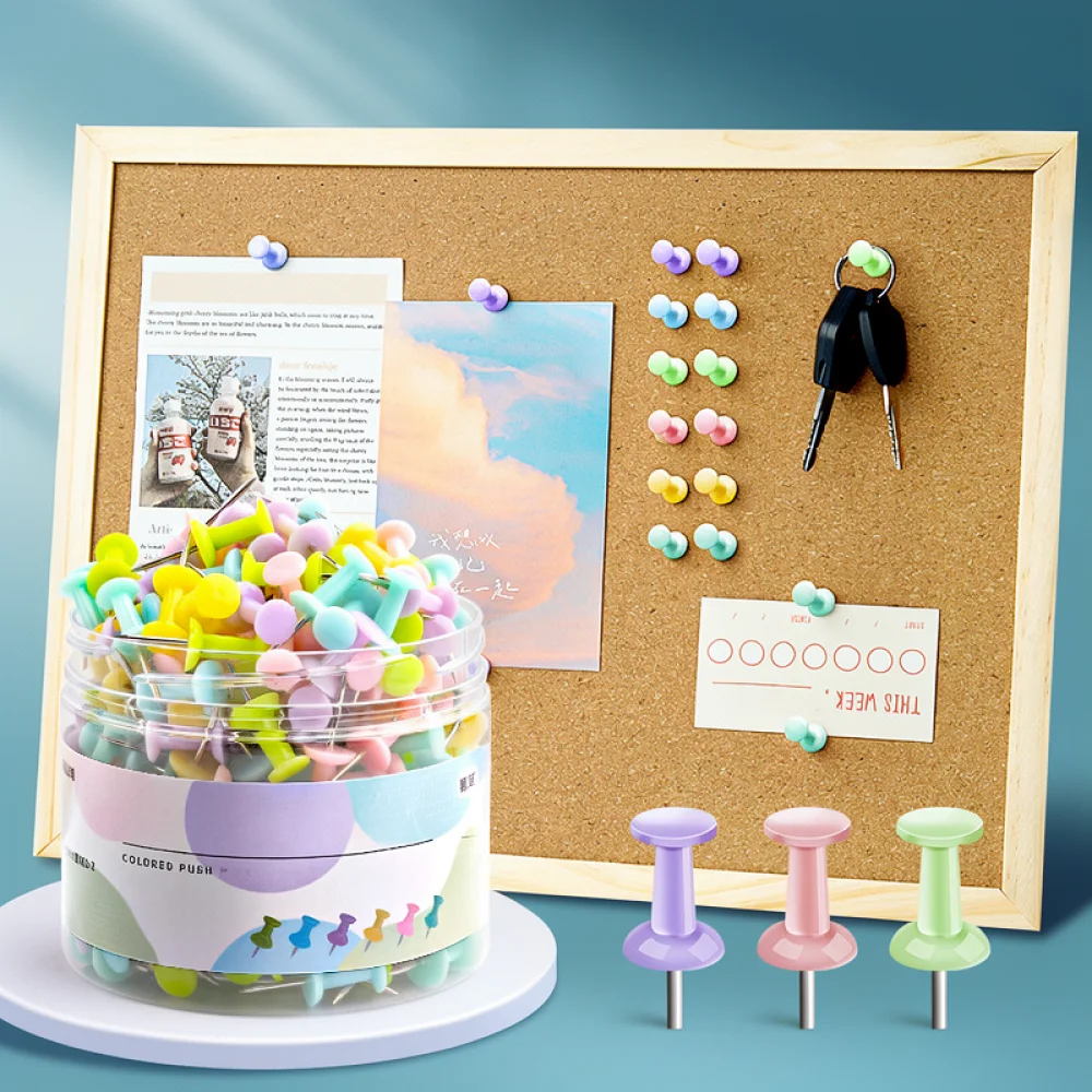 Plastic Metal Wooden Push Pins Macaron Style Thumb Tacks For Cork Board Office School Supplies Map Picture Hanging