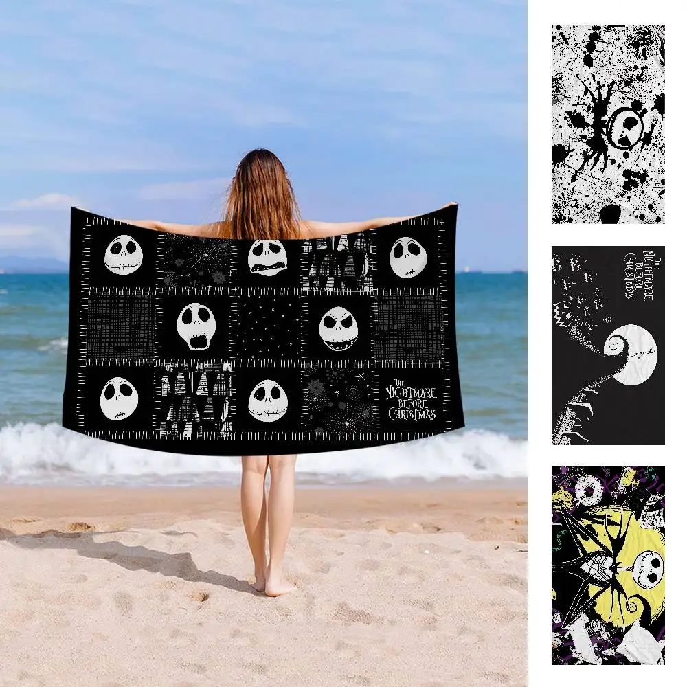 The N-Nightmare B-Before C-Christmas Anime Beach Towel Soft Absorbent Washcloth Children's Gifts For Kids Travel Camping Gym