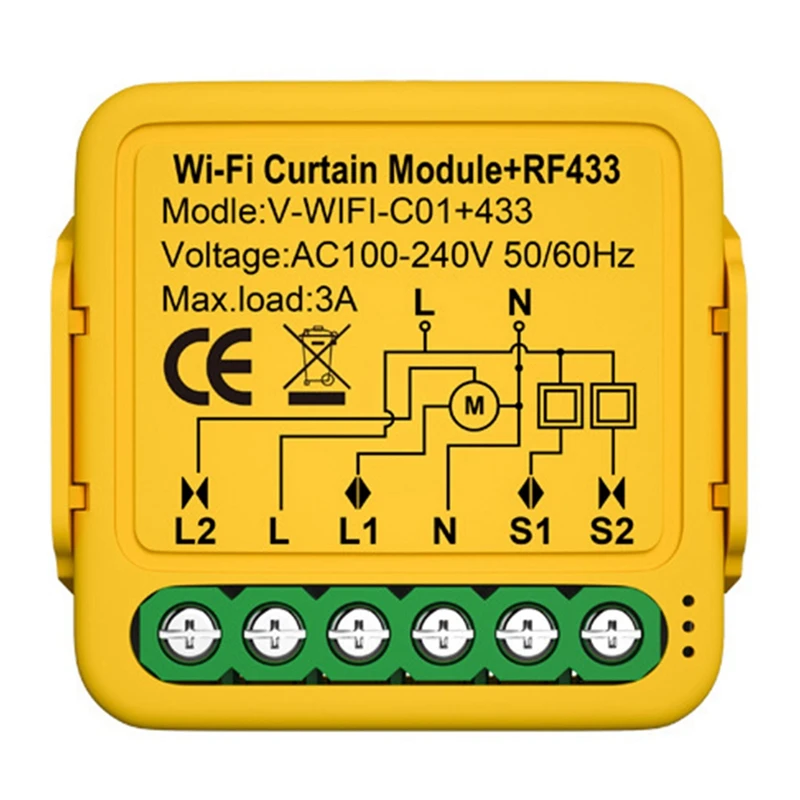 

Tuya Smart Wifi RF433 Curtain Switch Module Control For Electric Roller Shutter Blind Motor Works With Alexa