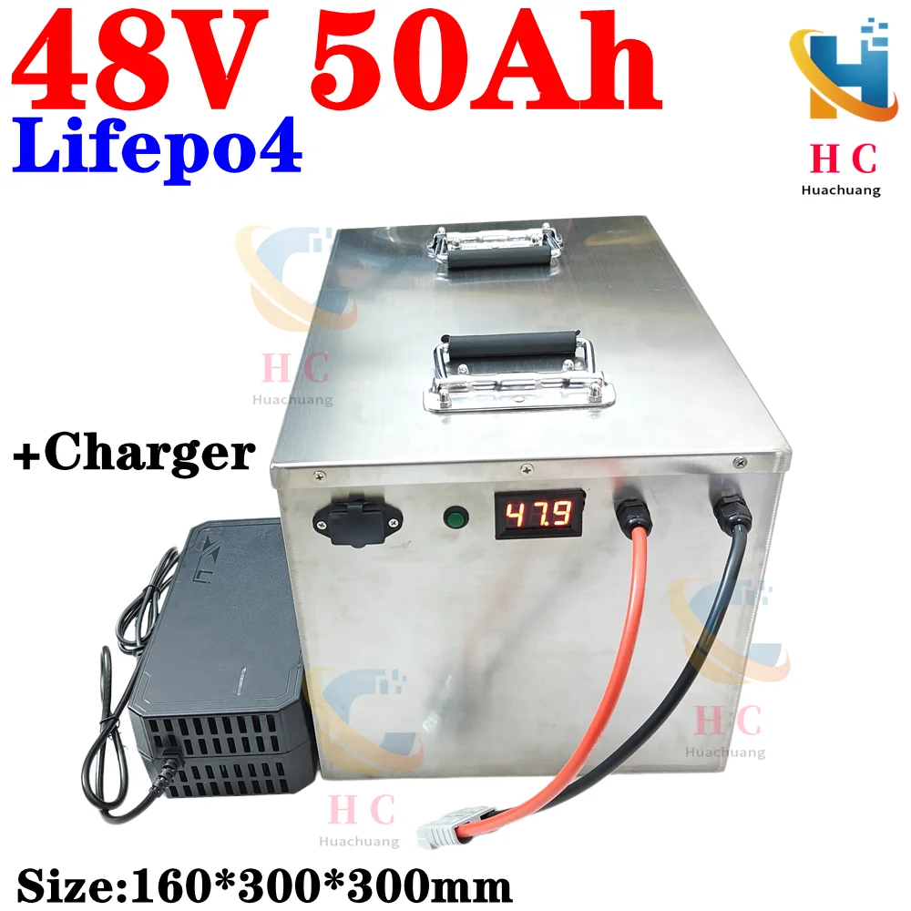 lifepo4 High capacity 48V 50AH Lifepo4 battery 48V 40AH battery pack BMS 3000w AGV Shuttle car energy storage + 10A Charger