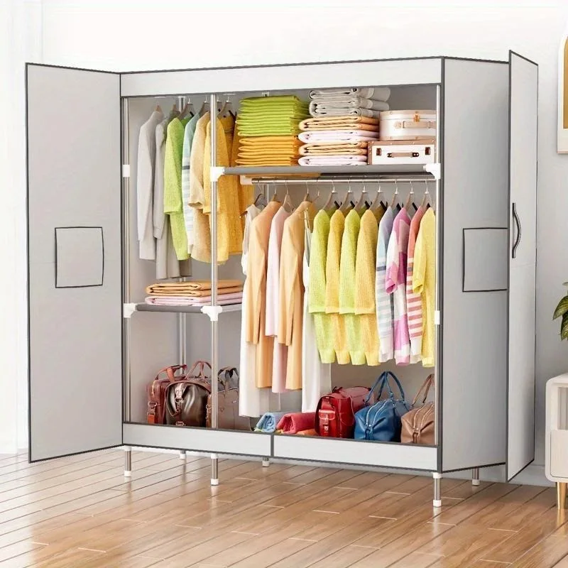 Thickened Magnetic Suction Plate for Tight, Dust Proof Seal 19 mm Steel Tubes Closet Max Load - Bearing Portable Wardrobe