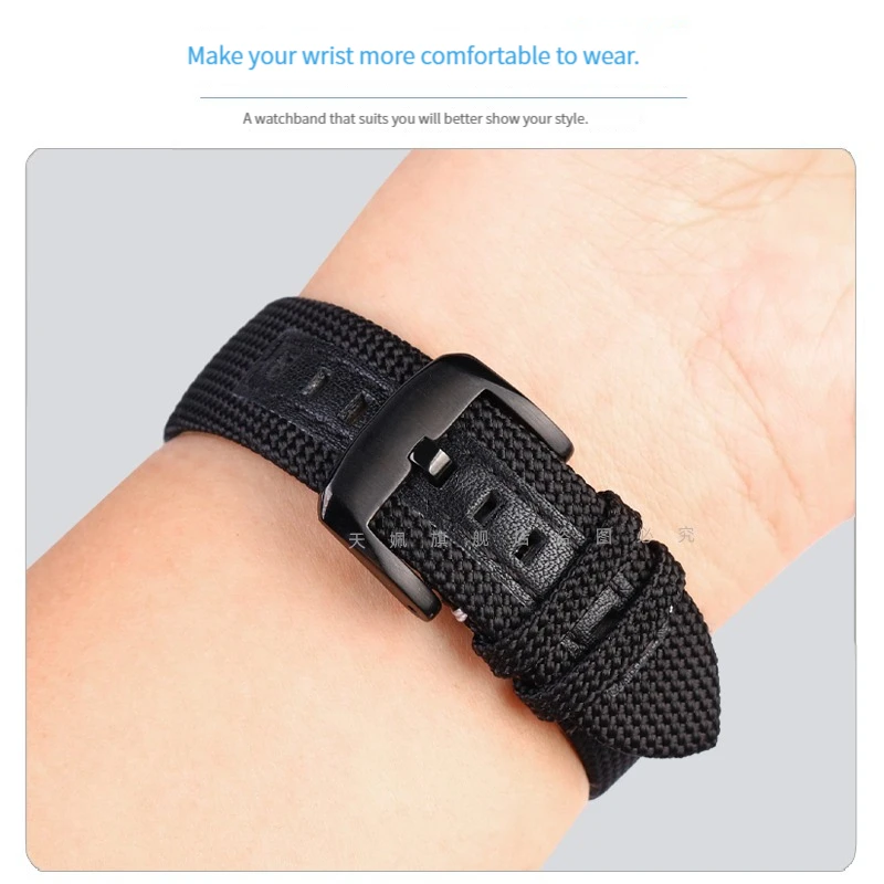 22mm pasek z prawdziwej skóry nylonowe płótno Watchband mężczyźni Sport nurkowanie wodoodporny pasek do nadgarstka dla Mido Ocean Star Watch Strap