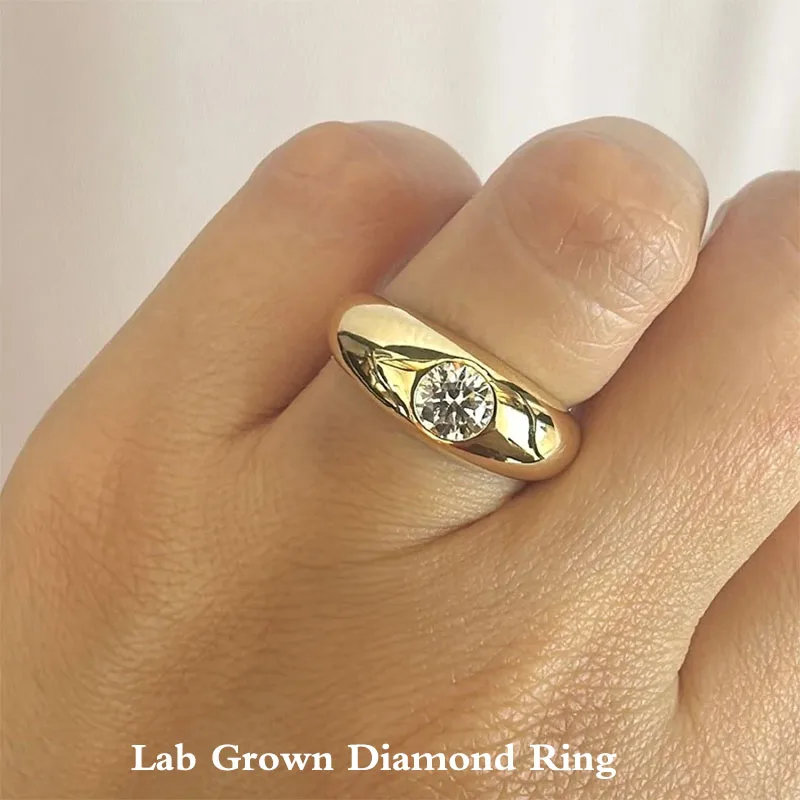 

0.5CT DE/VS Round Cut HPHT Lab Grown Diamond IGI Certificete14K 10K Gold Diamond Dome Unisex Ring
