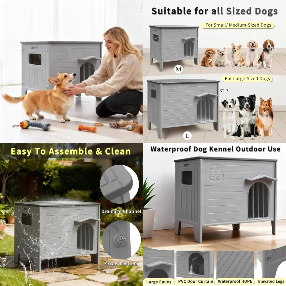 

Средний пластиковый домик для собак на высоких ножках, водонепроницаемый уличный вольер с окном, простая сборка и чистка