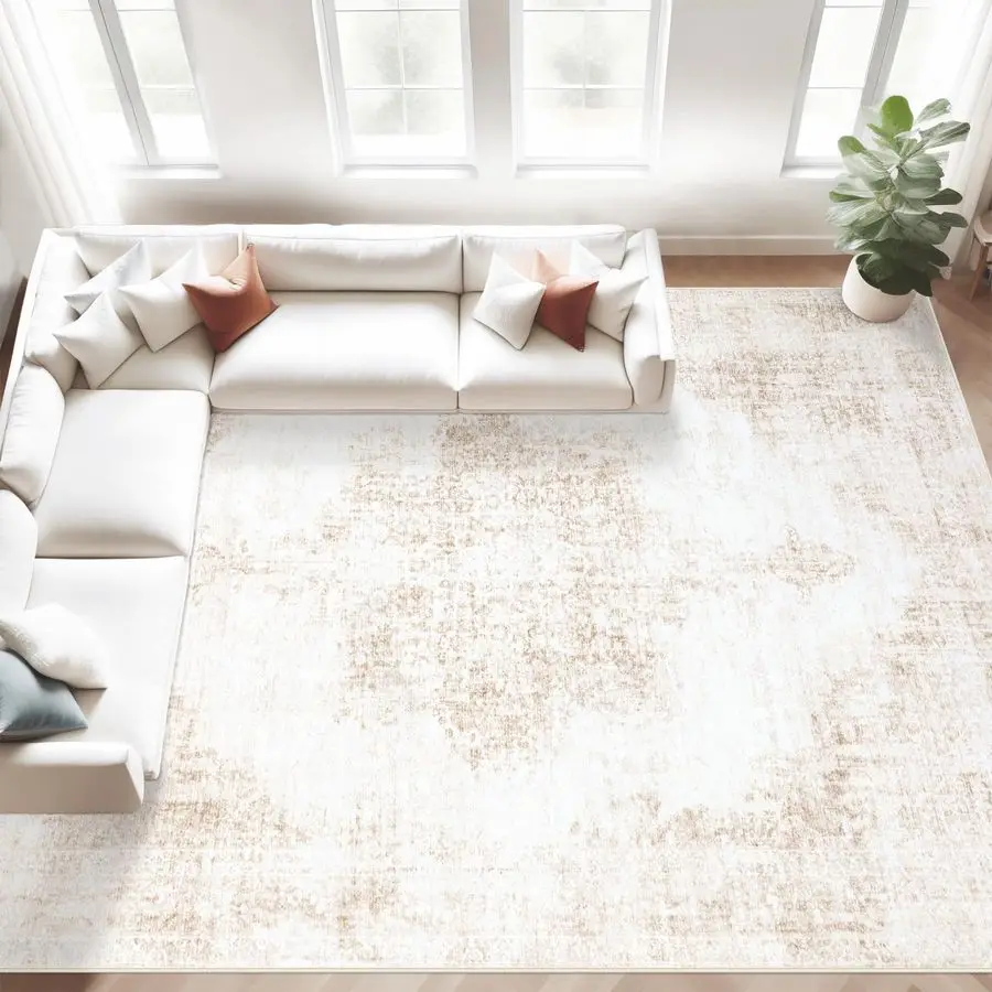 

Rugs 8x10 Vintage Rug Large Washable Living Room Rug Retro Medallion Distressed Rugs Soft Low Pile NonSlip Indoor Floor Carpet f