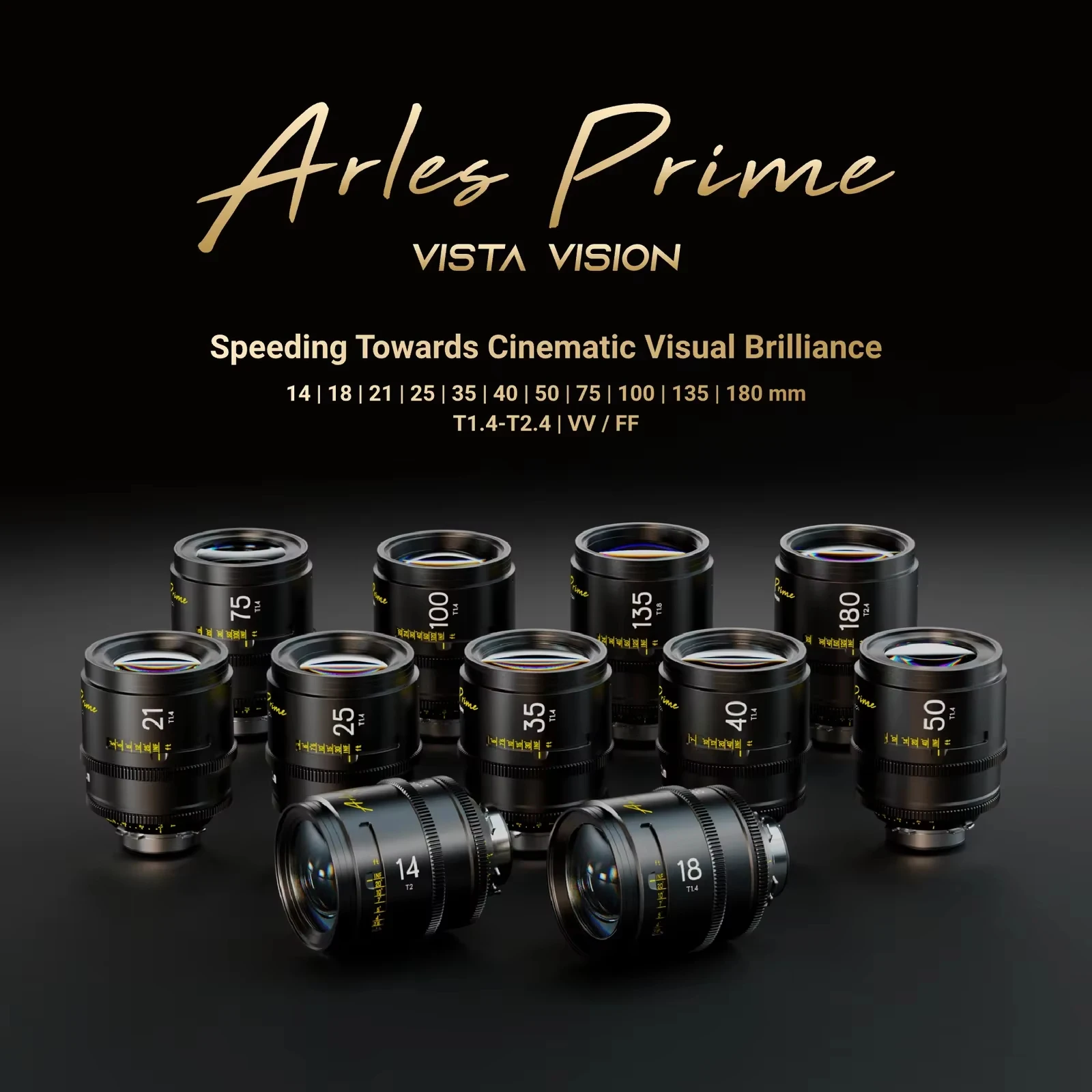 DZOFilm Arles Prime Cine Lens 25mm 35mm 50mm 75mm 100mm T1.4 14mm T1.9 135mm T1.8 180mm T2.4 Full Frame VV for ARRI PL-Mount