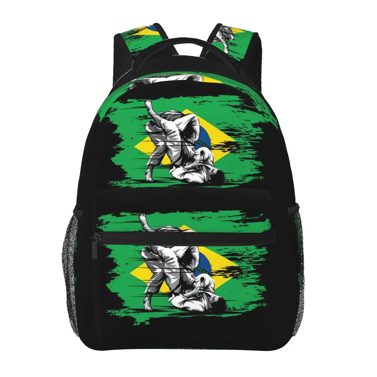 

Jiu Jitsu Brazilian Flag Backpacks Boys Girls Bookbag Students School Bags Cartoon Travel Rucksack Shoulder Bag Large Capacity