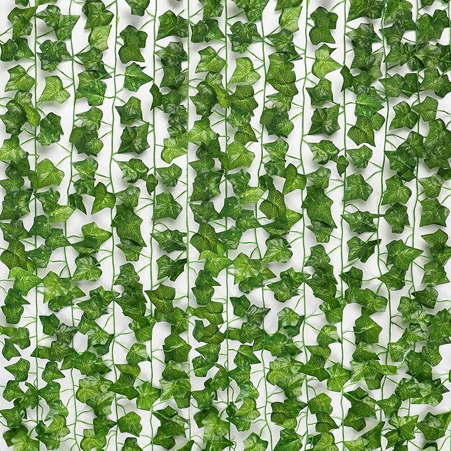 Plantas de hojas de hiedra artificiales de alta calidad, guirnalda colgante de vid, flores de follaje falso, decoración de pared para el hogar, cocina, jardín, oficina y boda