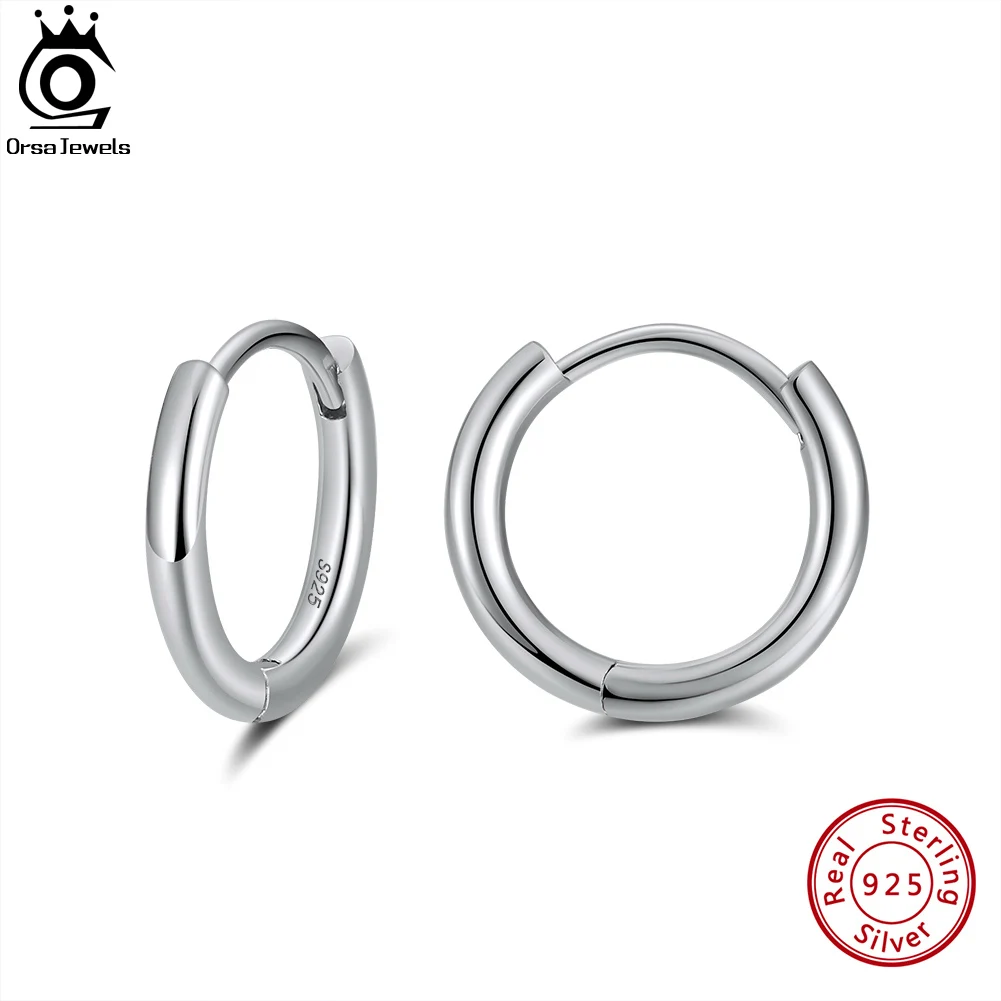 

ORSA JEWELS 925 Sterling Silver Small Hoop Earrings for Women Men Girls Hypoallergenic Tragus Cartilage Tiny Huggie Stud APE37