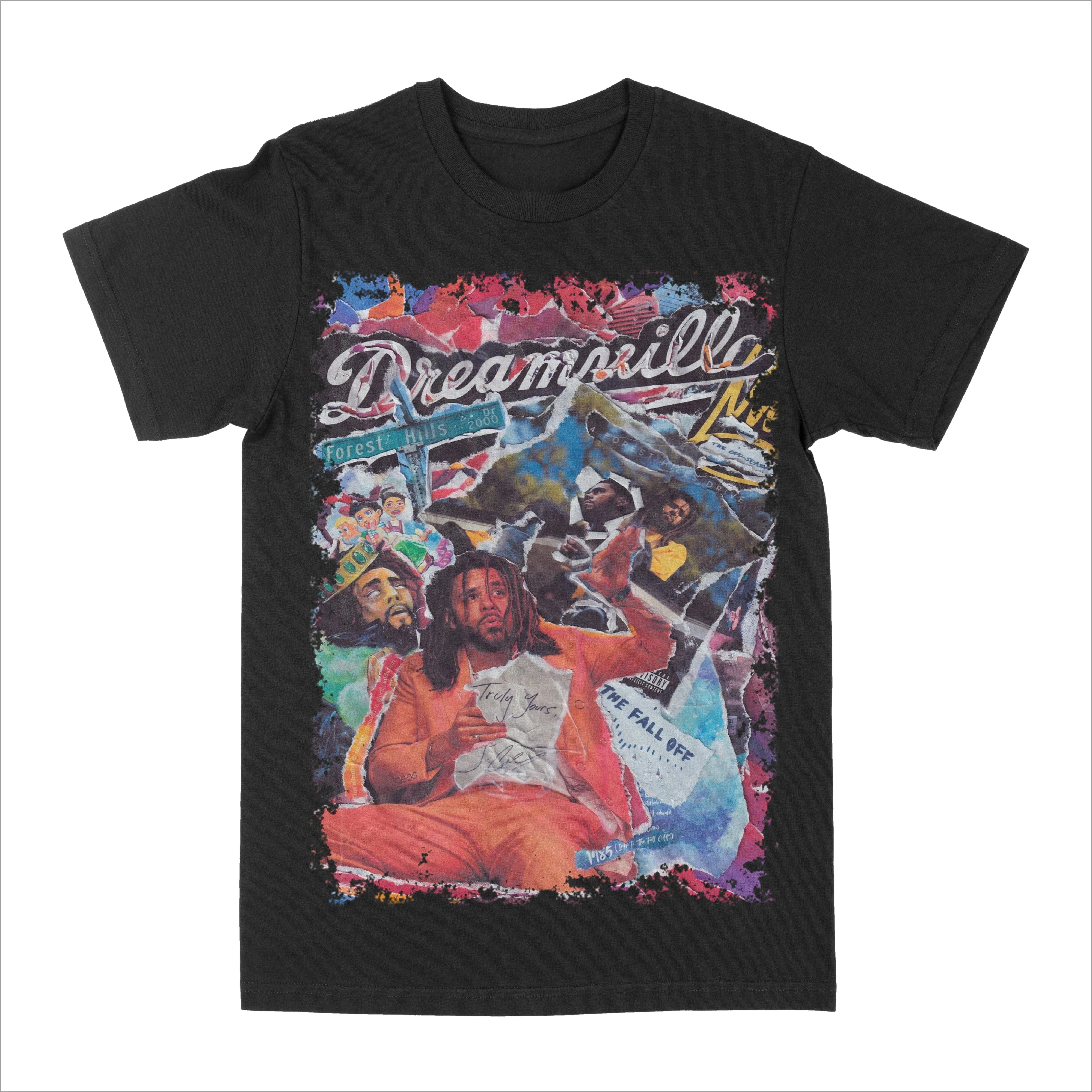 

J. Cole Dreamville Singer Pattern Printed T-shirts Summer Luxury Brand Pure Cotton Men's and Women's T-shirts Short Sleeves