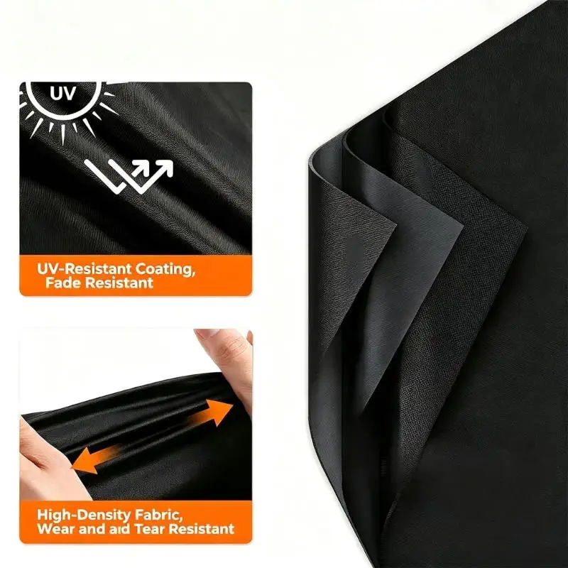 420D High-Density Fabric Barbecue Cover with Water-Resistant Coating, Strong Border Stitching, and Tightening Features for D2RD