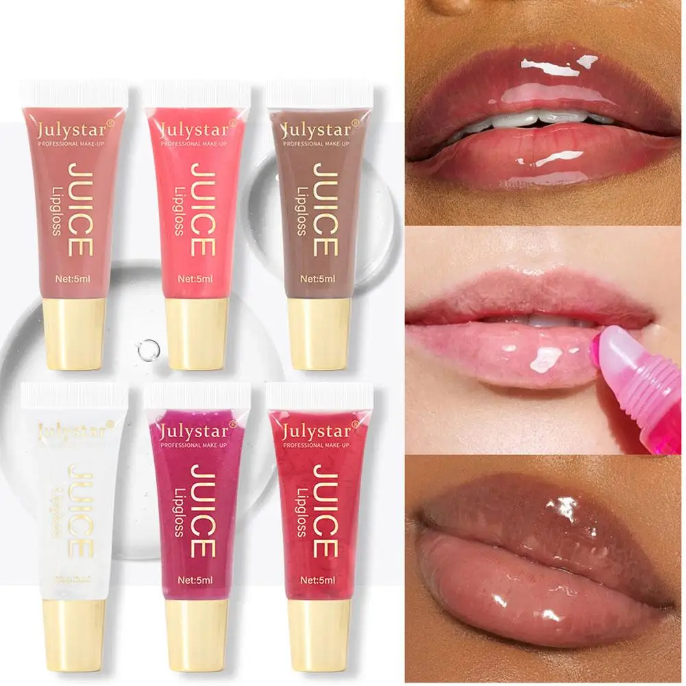 Glitter Plof Lipgloss Gelei Aardbei Vochtinbrengende Crème Transparante Lip Volheid Gel Zachte Tube Lipverzorging Make-Up Fruit Olie B2q0