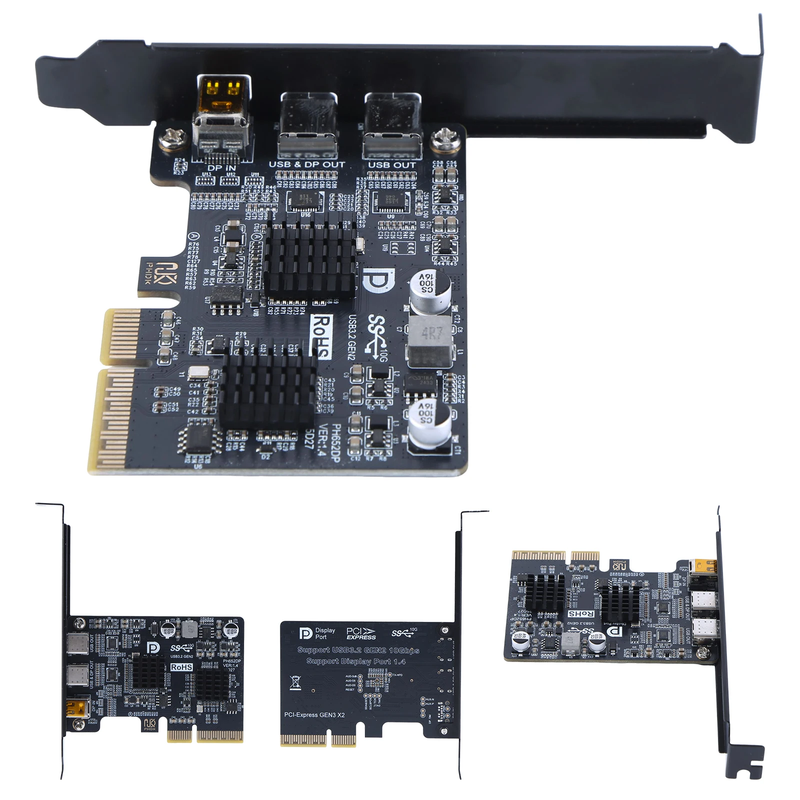 Type-C Expansion Card ASM3142 Controller USB 3.1 10Gbps Gen 2 Expand Card Riser DP 4K Video Adapter Converter Supports DP Video