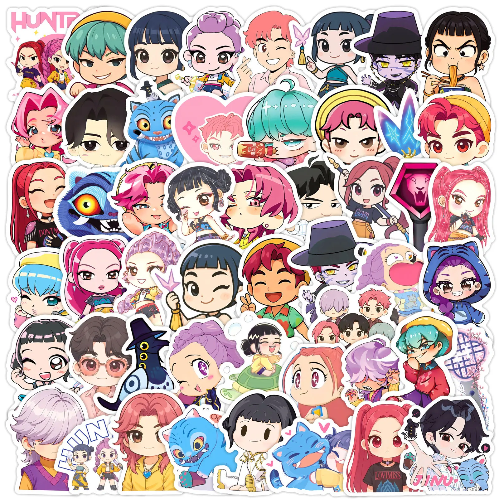 50Pcs Cute Cartoon Stickers Waterproof Kpop Decals for Laptop Skateboard Luggage Phone Guitar Water Bottle Party Favors Gifts