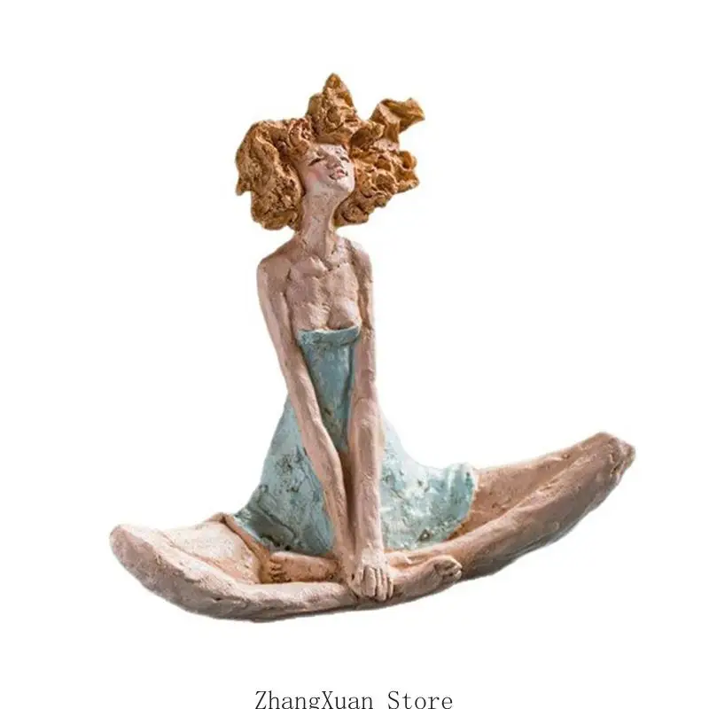 Sitzendes Mädchen aus Kunstharz, Deko-Figur für Schlafzimmer, Eingangsbereich, 3 x – Detail 3