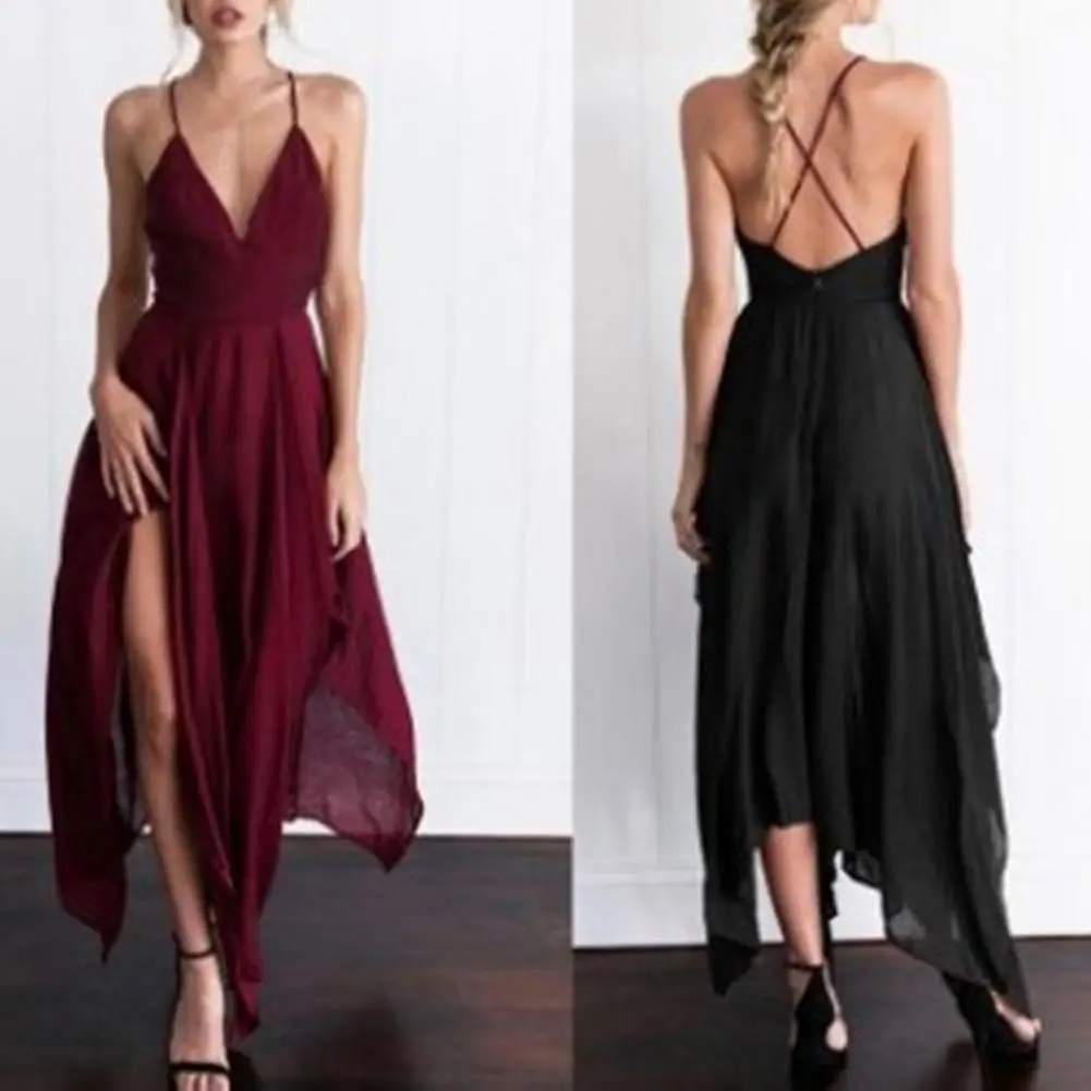 Prom Halter Backless Maxi Dress Women 2024 Summer Streetwear Sleeveless High Slit Holiday Sexy Party Club Long Dresses Wedding