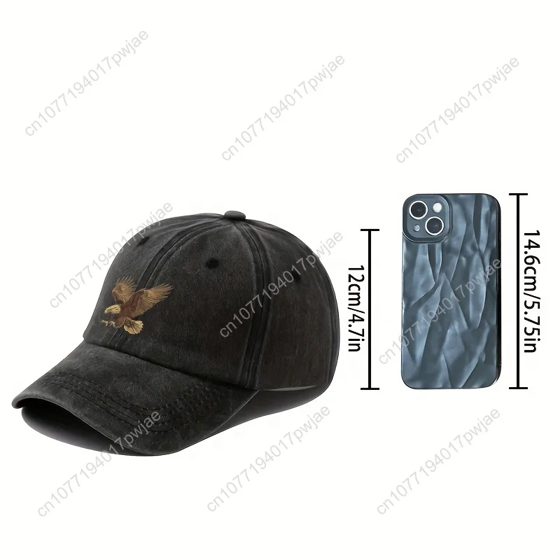 Men's Adjustable Eagle Print Baseball Cap, Stylish Dark Blue Hip Hop Sun Hat | Eagle Design | Durable Headwear