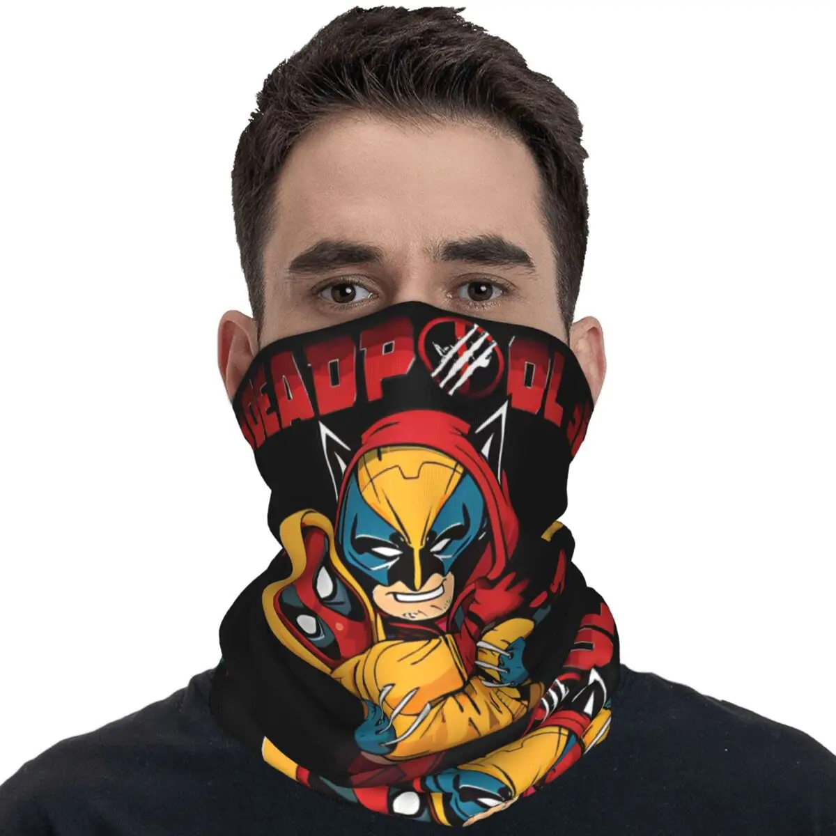 Outdoor Sports Balaclava Deadpool & Wolverine Hug Cycling Mask Neck Cover Tactical Mask  Hiking Camping Windproof Scarf Bandana