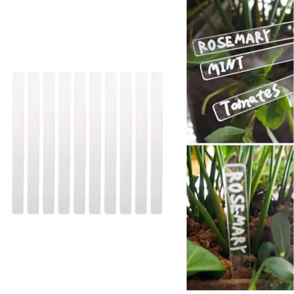 

10PCS Quality Acrylic Plant Label Transparent Gardening Herb Sign DIY Eco-Friendly Plant Tag Garden
