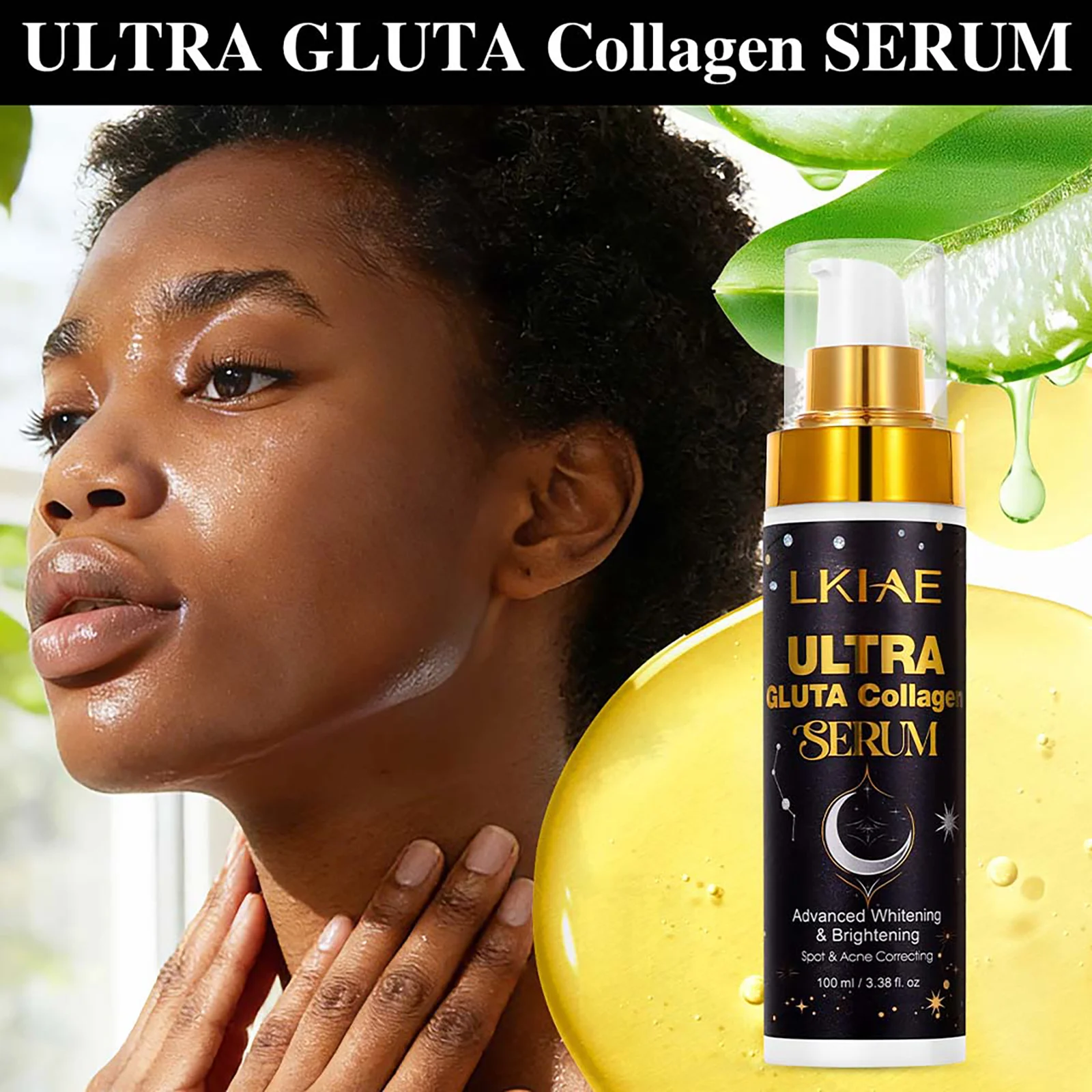 Zdjęcie 5: LKIAE Ultra Glutathione Collagen Whitening Serum, nawilżające serum z kolagenem i glutathionem, z lukrecją, przeciwtrądzikowe, esencja na przebarwienia i plamy na twarzy i ciele