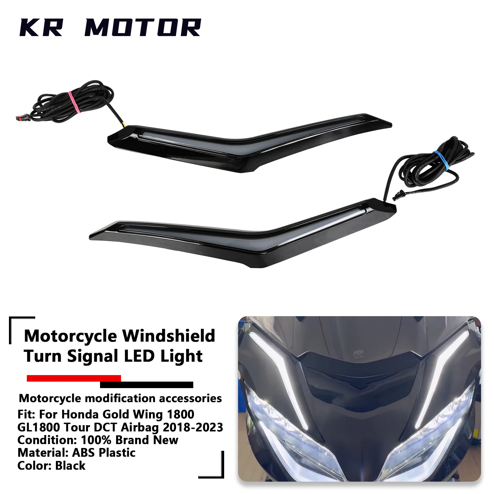 

Fit For Honda Gold Wing 1800 GL1800 Tour DCT Airbag 2018-2023 Motorcycle Strike Windshield Trim Lamp Turn Signal Brake LED Light