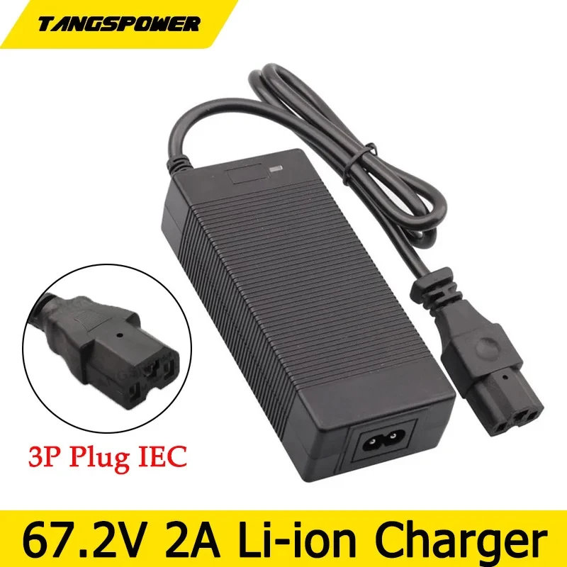 

67.2V 2A Lithium Battery Charger For 16S 60V Li-ion Battery Pack Fast Charging IEC Connector High quality Portable Charger