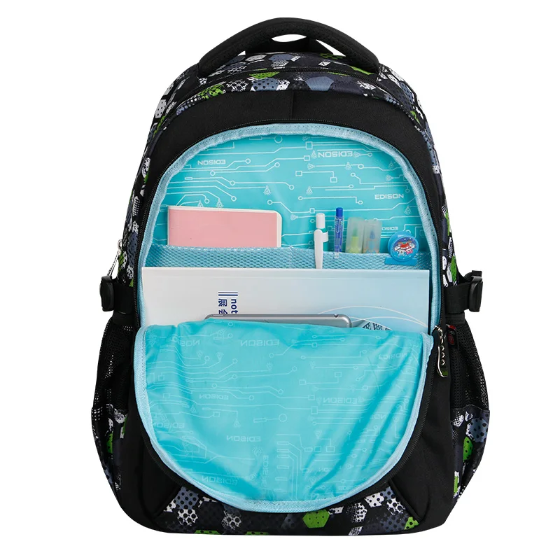 Mochilas escolares padrão de futebol ortopédico para meninos, sacolas de ombro, sacolas infantis, Kids Packsack, qualidade superior