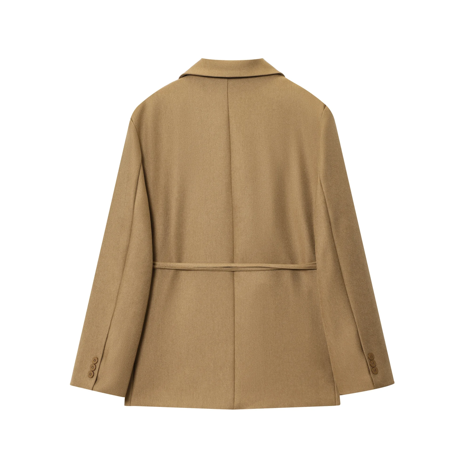 سترة نسائية بليزر سترة نسائية عصرية من الكتان المخلوط سترة كاجوال ضيقة مع حزام ضيق ملابس خارجية للخريف والشتاء