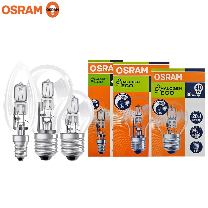 

OSRAM Halogen ECO E27 E14 Indoor Light Dimmable 230V Classic A/B/P 2700K Warm White Original Ball Lamps Candle Bulbs 64542 64543