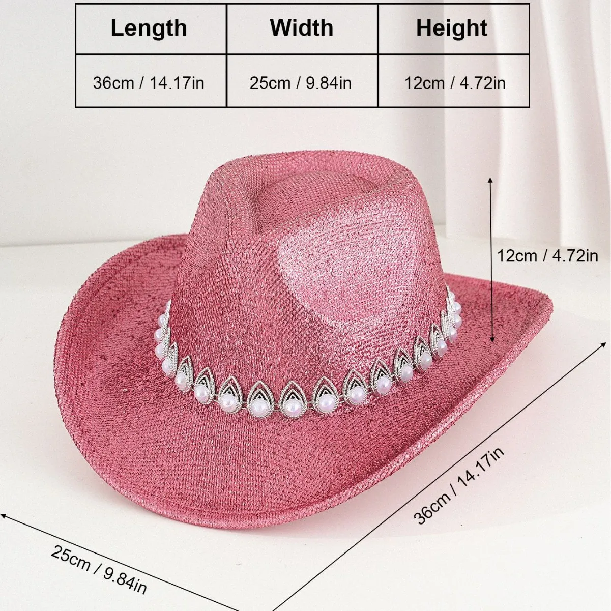 Hongluan glitter traje chapéu adulto & cowboy chapéus strass para mulher, cowboy cosplay acessórios femininos & cowgirl boné