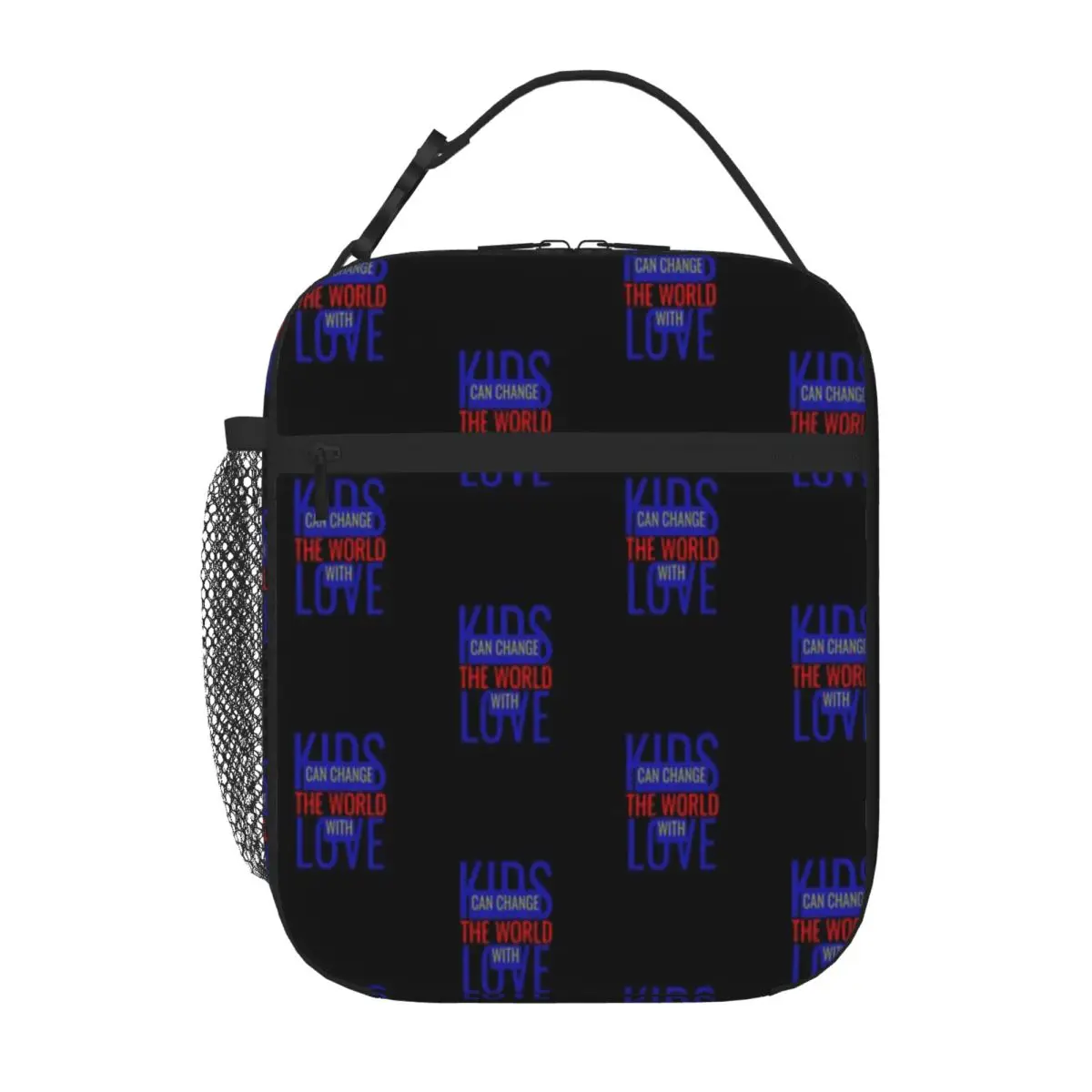 Hot Sale Kids Can Change The World With Love Zipper Closure Lunch Carrier Diet Meal Packing Large Lunch Bag