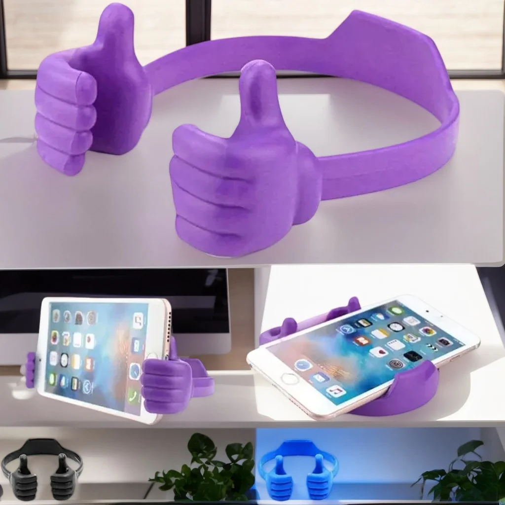 

Thumbs-Up Cell Phone Holder - Adjustable Plastic Stand in Multi Colors for iPhone/Xiaomi/Samsung (Portable)