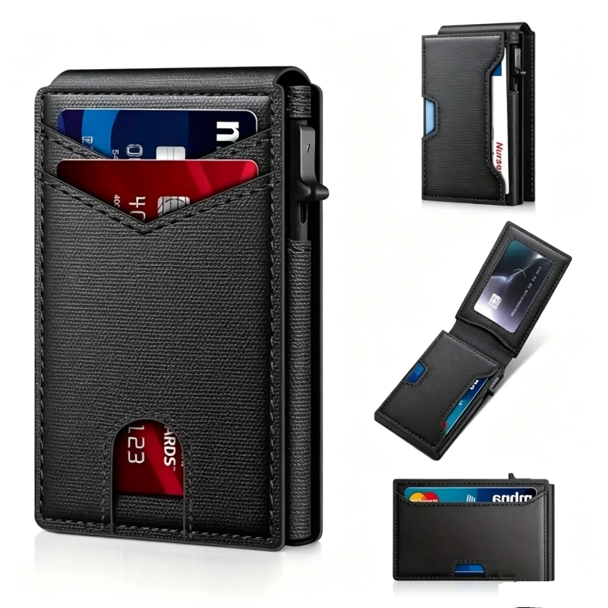 1pc Anti-theft Men's Double-Fold Pop-up Wallet — Made with High-Quality Carbon Fiber Ultra-Thin Design