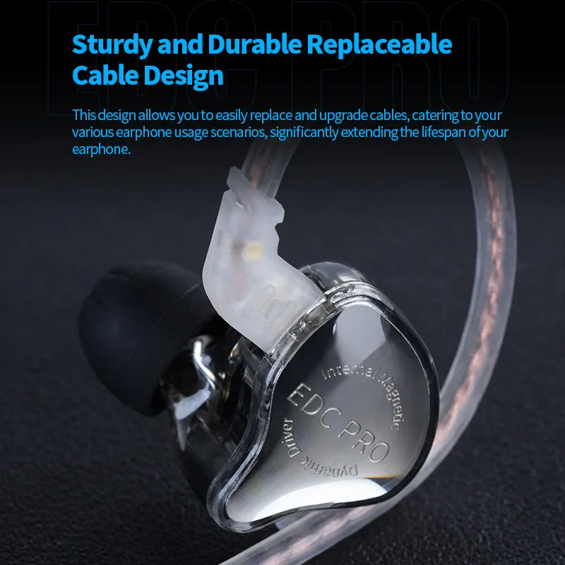 KZ EDC PRO in Ear Earphone High-Sensitivity Large Dynamic Earbuds HiFi Bass Music IHeadphone Detachable Cable ZVX ZEX DQ6 DQS
